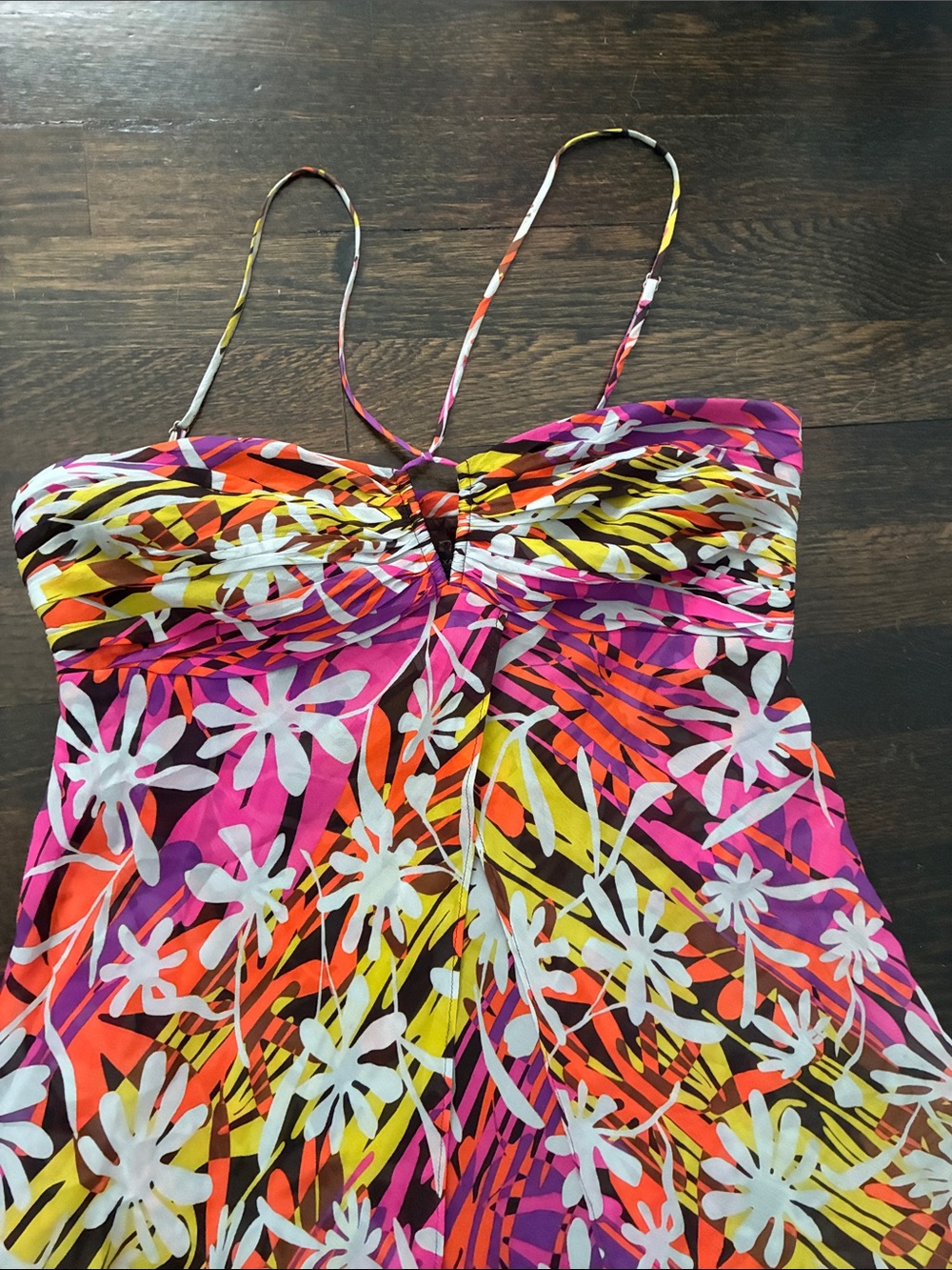 SILK BCBG MAXAZRIA Floral Spaghetti Strap Summer Dress - Picture 3 of 5